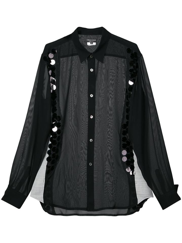 Comme Des Garçons Homme Plus Sequin Embellished Sheer Shirt - Black