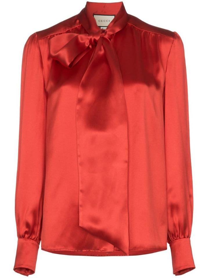 Gucci Tie Neck Blouse - Red