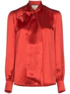 Gucci Tie Neck Blouse - Red