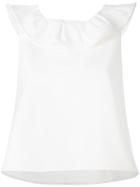 Tibi - Ruffle Neck Top - Women - Cotton/polyamide/spandex/elastane - 0, White, Cotton/polyamide/spandex/elastane