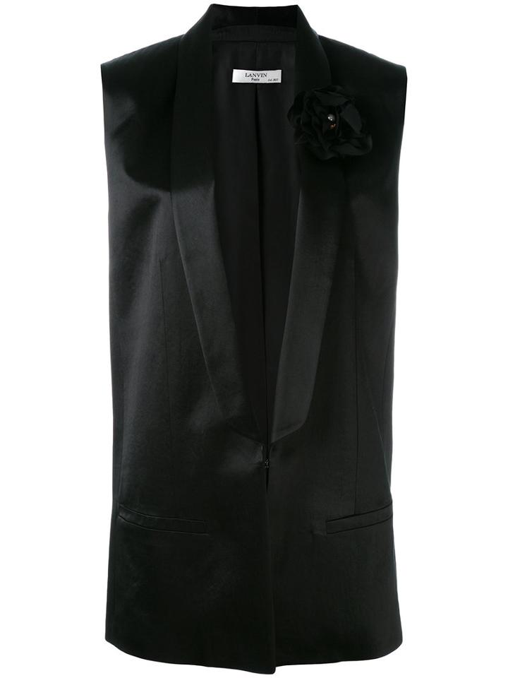 Lanvin - Longline Waistcoat - Women - Silk/acetate/cupro/glass - 36, Black, Silk/acetate/cupro/glass