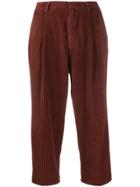 Haikure Corduroy Cropped Trousers - Brown