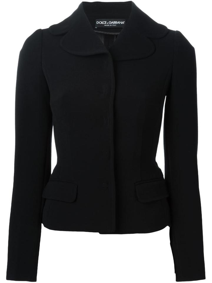 Dolce & Gabbana Fitted Jacket, Women's, Size: 42, Black, Silk/polyamide/spandex/elastane/virgin Wool