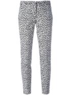 Michael Michael Kors Tapered Animal Print Trousers, Women's, Size: 4, Black, Cotton/spandex/elastane