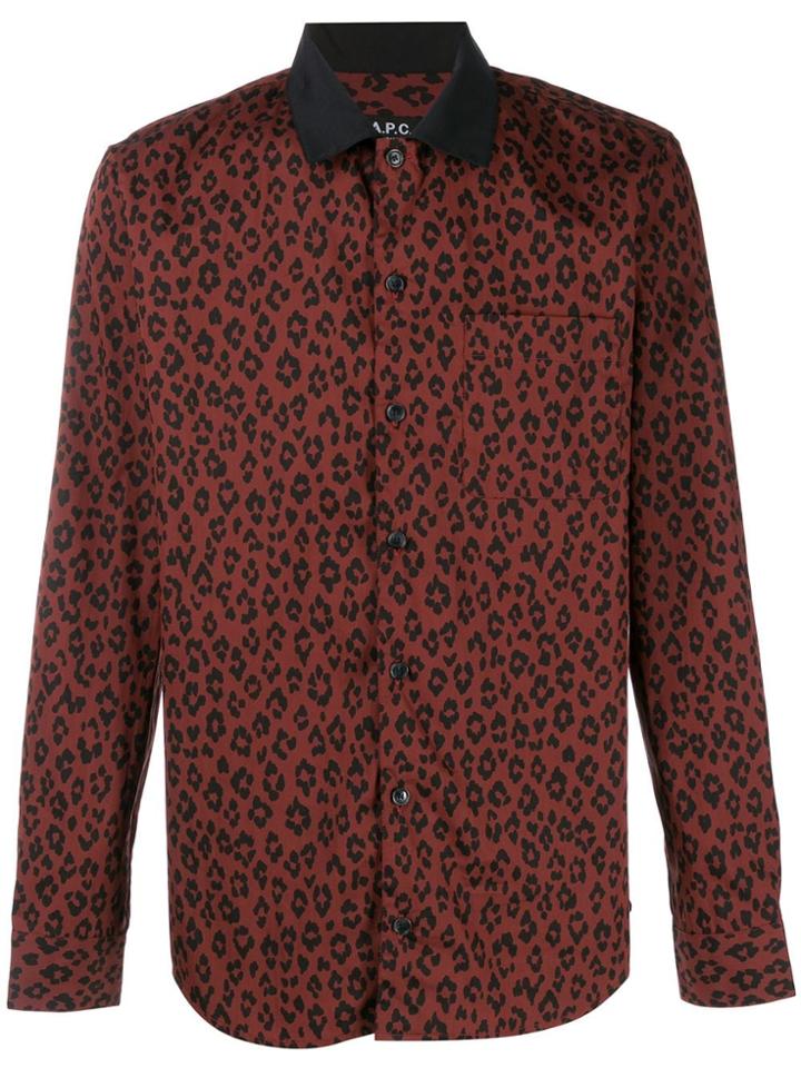 A.p.c. Long-sleeved Leopard-print Shirt - Red