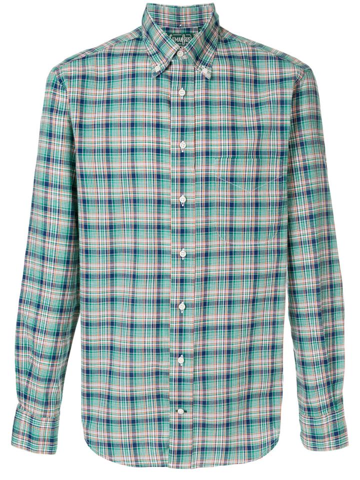 Gitman Bros Checked Button Shirt - Green