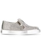 Giuseppe Zanotti Design Embellished Slip-on Sneakers, Women's, Size: 40, Grey, Rubber/leather
