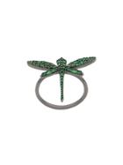 Anapsara 18kt Rhodium Plated White Gold Dragonfly Ring - Yellow Gold