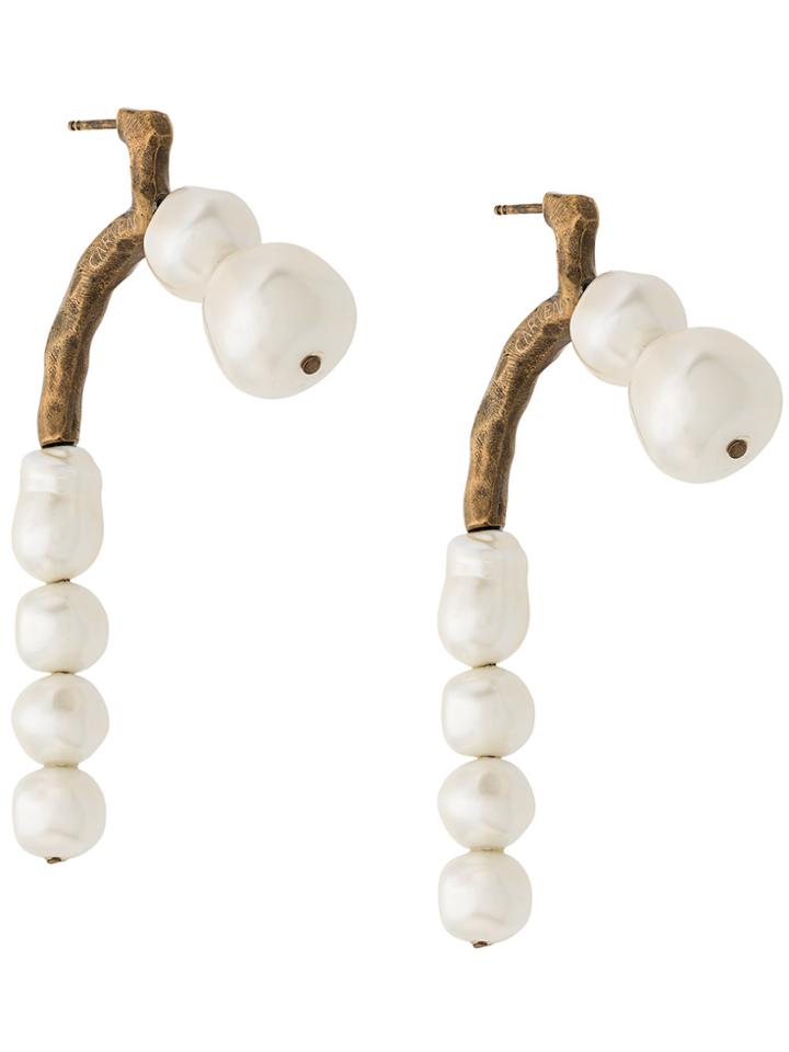 Carven Faux Pearl Embellished Stud Earrings - White