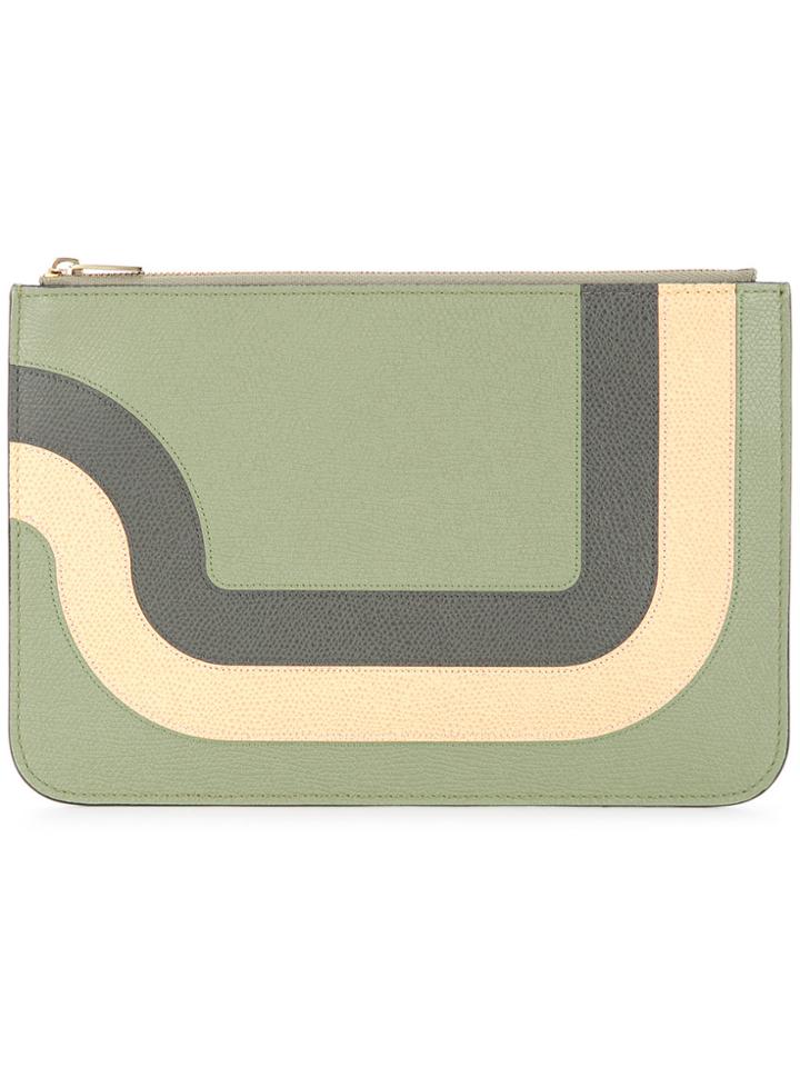 Valextra Colour-block Zipped Wallet - Green