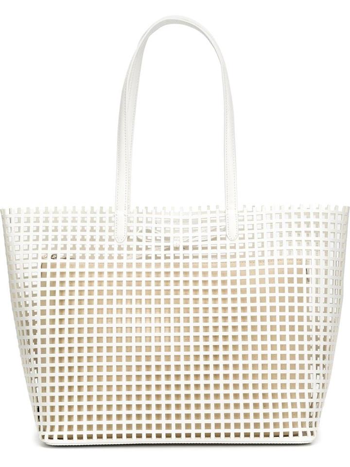 Loeffler Randall Perforated Trapeze Tote, Women's, White, Leather