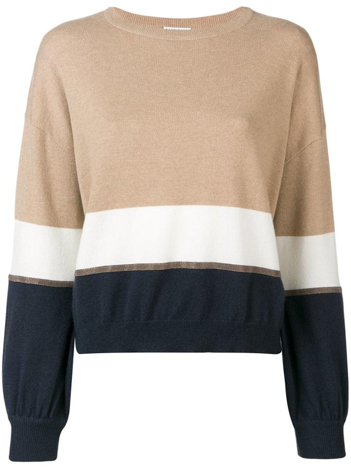 Brunello Cucinelli Slouchy Colour Block Sweater - Neutrals