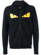 Fendi Bag Bugs Zip Hoodie, Men's, Size: 50, Black, Cotton/lamb Skin/wool