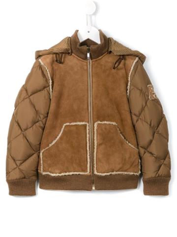 Fendi Kids Quilted Sheepskin Jacket, Boy's, Size: 6 Yrs, Nude/neutrals
