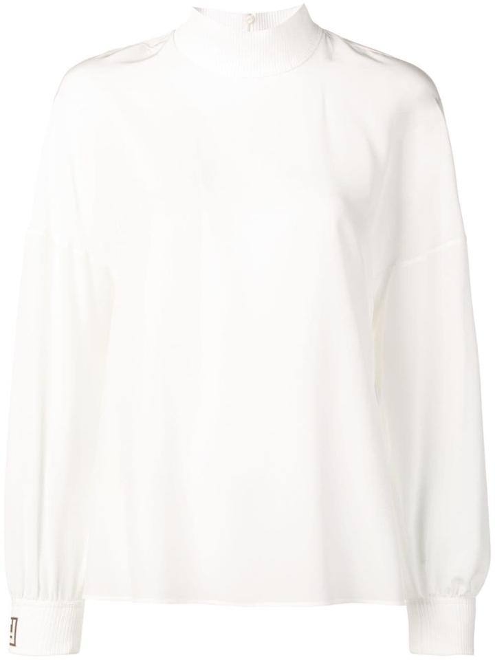 Fendi Funnel-neck Logo Blouse - White