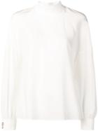 Fendi Funnel-neck Logo Blouse - White