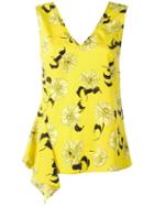 P.a.r.o.s.h. Split Floral Print Blouse, Women's, Yellow/orange, Silk/spandex/elastane