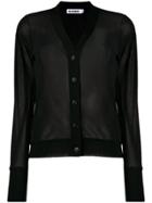 Jil Sander Transparent Long Sleeved Cardigan - Black