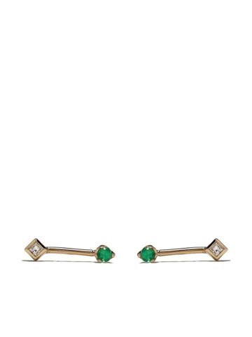 Gemfields X Zoë Chicco 14kt Yellow Gold Barbell Diamond And Emerald