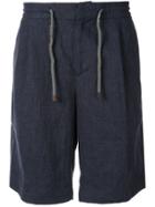 Brunello Cucinelli Linen Drawtring Shorts - Blue