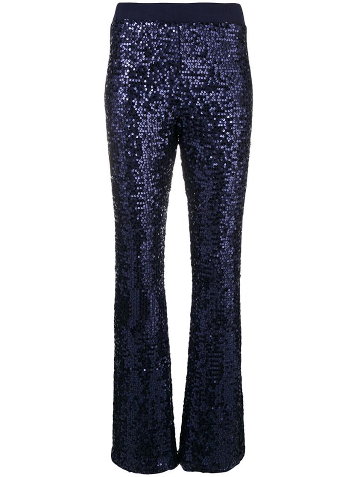P.a.r.o.s.h. Sequin Bootleg Trousers - Blue
