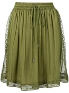 Alberta Ferretti Embroidered Lace Trim Skirt - Green
