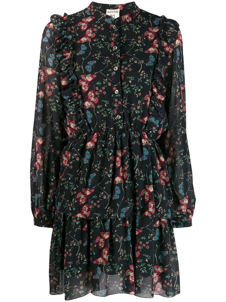 Semicouture Floral Day Dress - Black