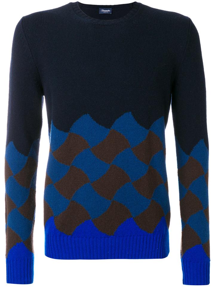 Drumohr Wave Pattern Jumper - Blue