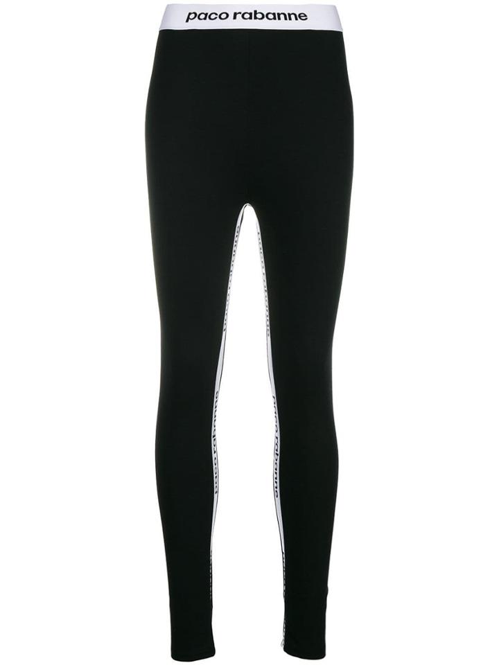 Paco Rabanne Logo Waistband Leggings - Black