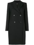Theory Double-breasted Fitted Coat - Black