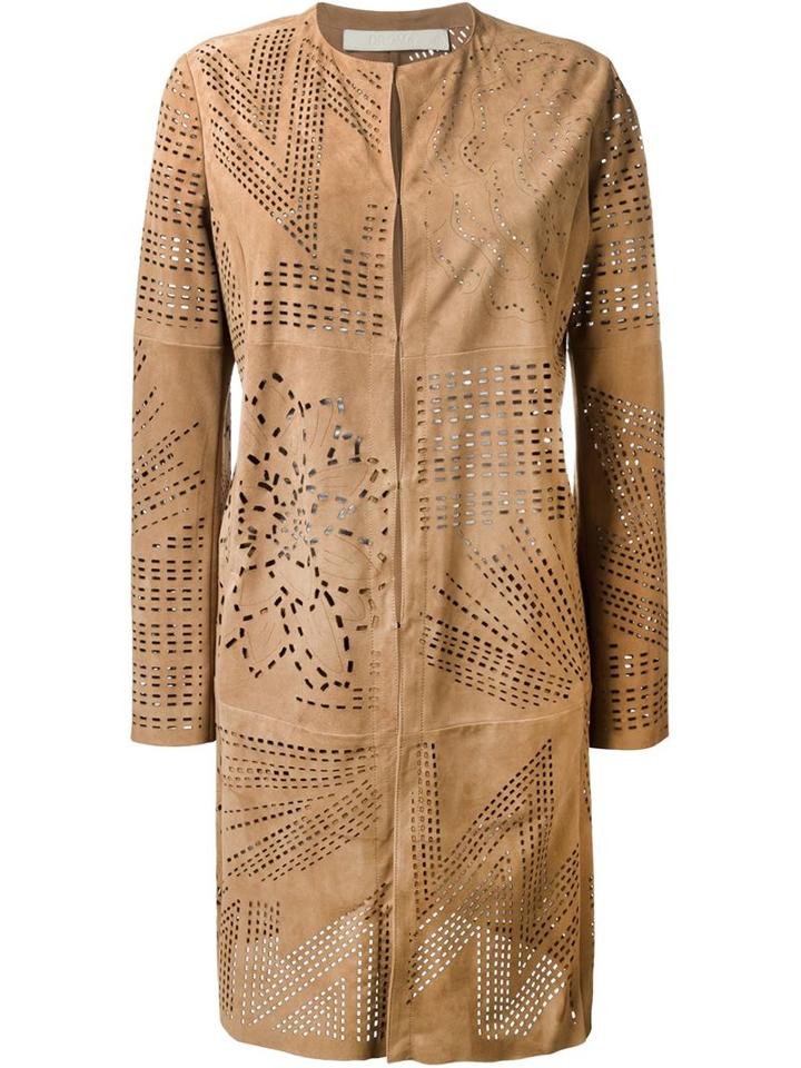 Drome Laser Cut-out Coat, Women's, Size: S, Nude/neutrals, Goat Suede