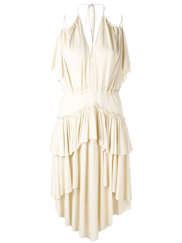 Philosophy Di Lorenzo Serafini - Tiered Ruffled Dress - Women - Viscose - 42, Nude/neutrals, Viscose