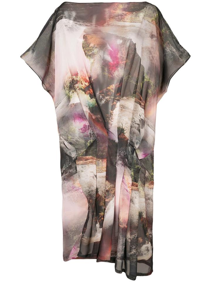Zambesi Paradise Print Draped Tunic Dress - Grey