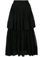 Carolina Herrera Ruffled Chiffon Skirt, Women's, Size: 12, Black, Silk