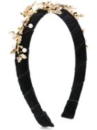 David Charles Kids - Bejewelled Headband - Kids - Pearls/brass/velvet - One Size, Black