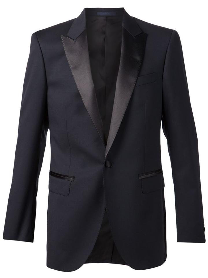 Lanvin Satin Detail Two-piece Suit, Men's, Size: 50, Blue, Viscose/wool