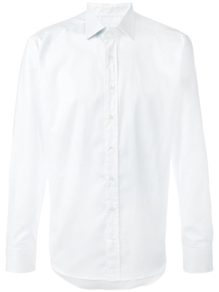 Etro Printed Cuffs Shirt, Men's, Size: 42, White, Cotton/linen/flax