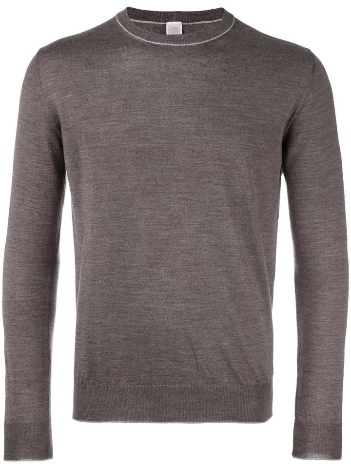 Eleventy Trim Crew Neck Jumper, Men's, Size: Xxxl, Brown, Silk/merino