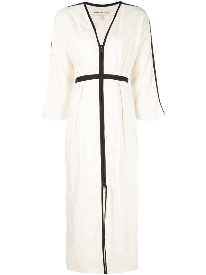 Mara Hoffman Contrast Piping Flared Dress - White