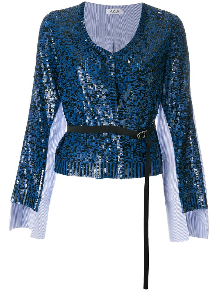 Aviù Belted Long-sleeve Top - Black