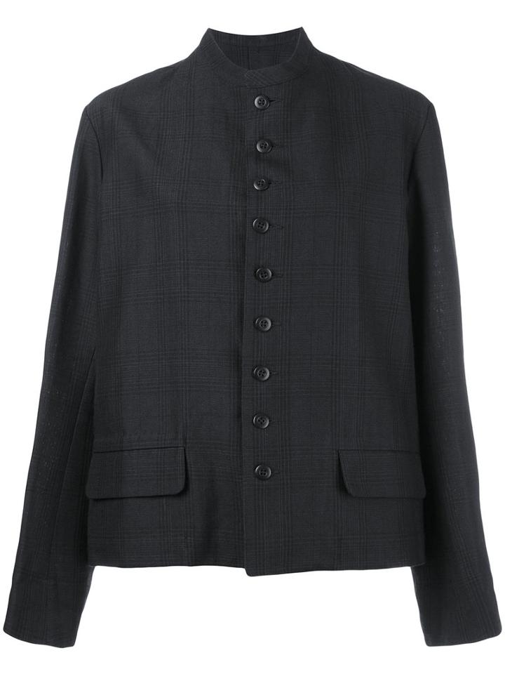 Klasica - Band Collar Jacket - Women - Ramie - 2, Grey, Ramie