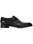 Santoni Classic Monk Shoes, Men's, Size: 11, Black, Leather/calf Leather