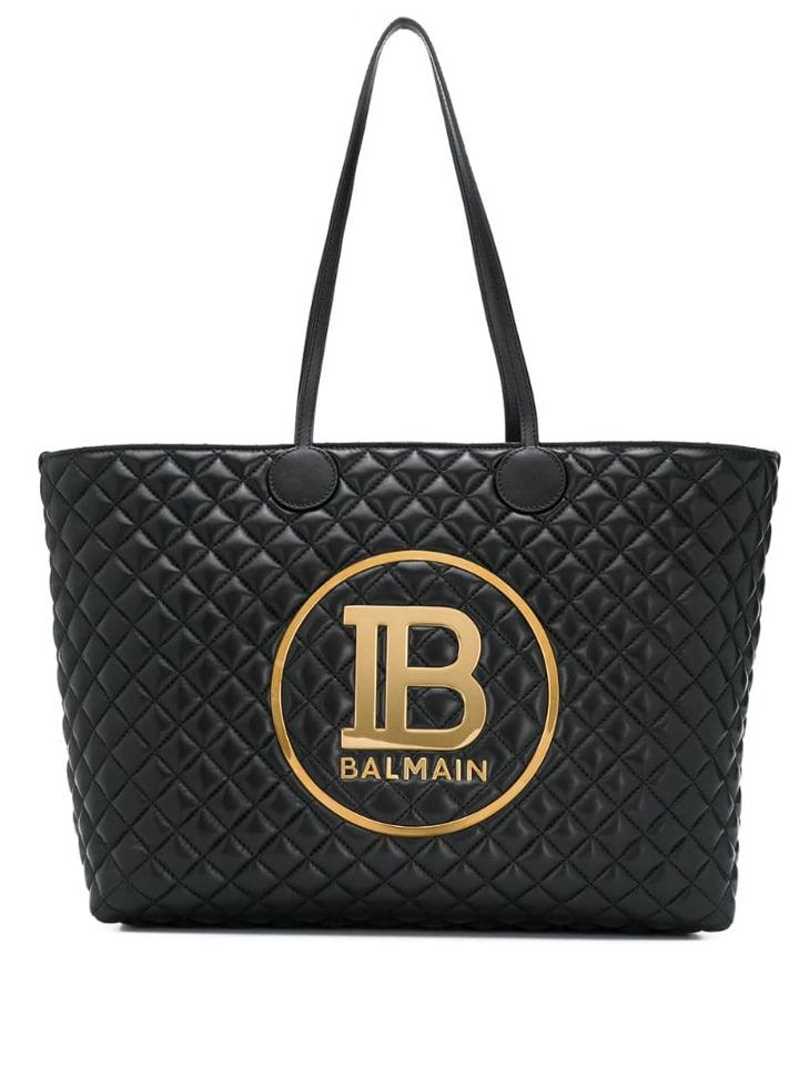 Balmain Quilted Logo Tote - Black