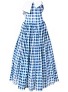 Natasha Zinko Gingham Strapless Maxi Dress - Blue