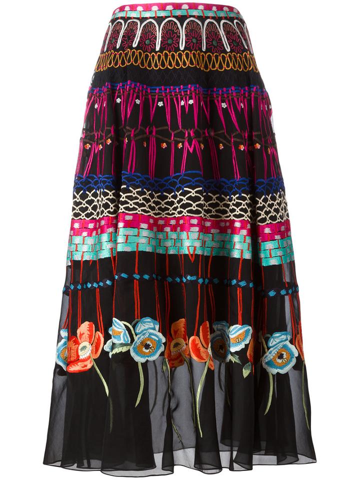 Temperley London Printed Pleated Skirt, Women's, Size: 14, Silk/spandex/elastane