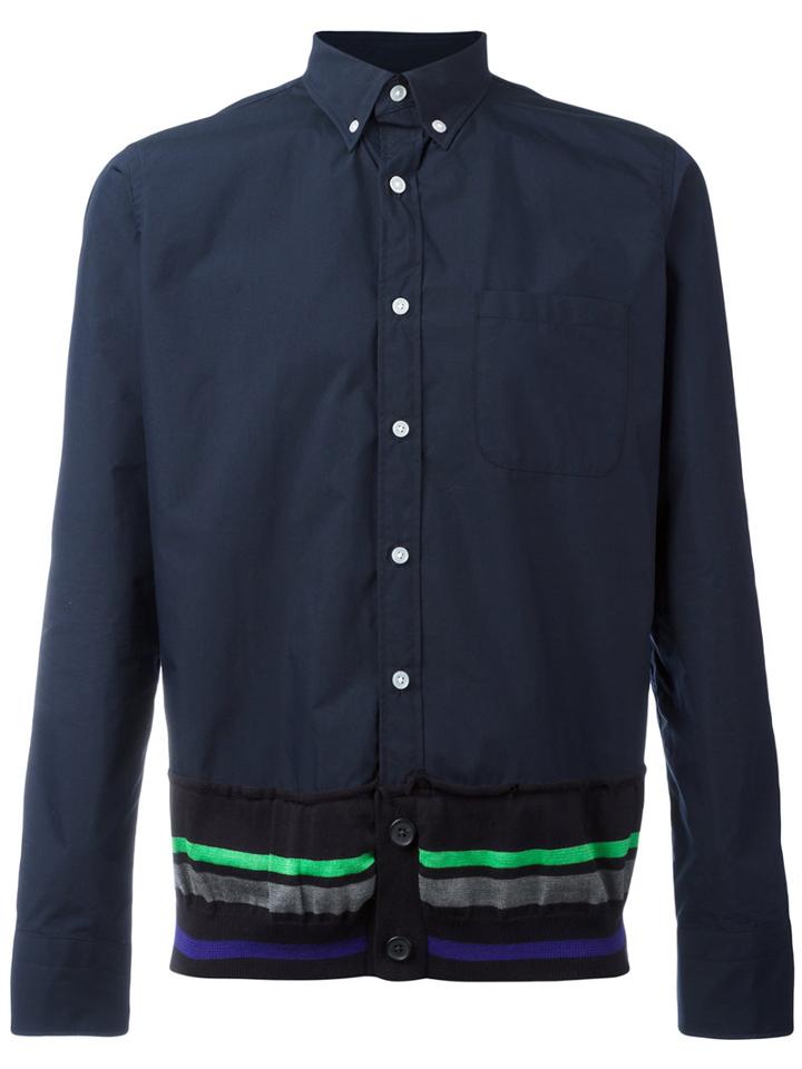 Kolor - Contrast Trim Shirt - Men - Cotton/nylon - 4, Blue, Cotton/nylon