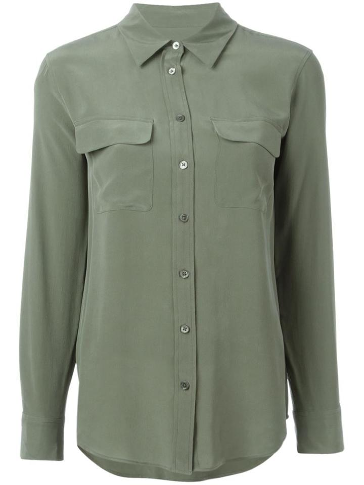 Equipment Classic Shirt, Women's, Size: L, Green, Silk