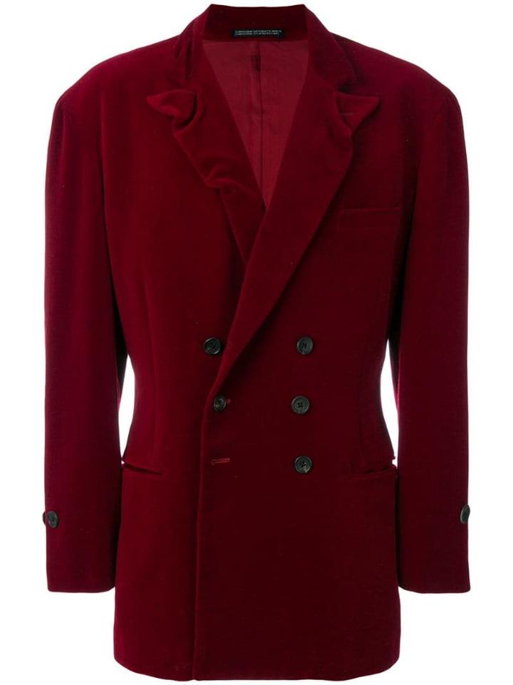 Yohji Yamamoto Pre-owned Double-breasted Velvet Blazer - Red