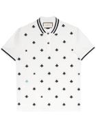Gucci Cotton Polo With Bees And Stars - White