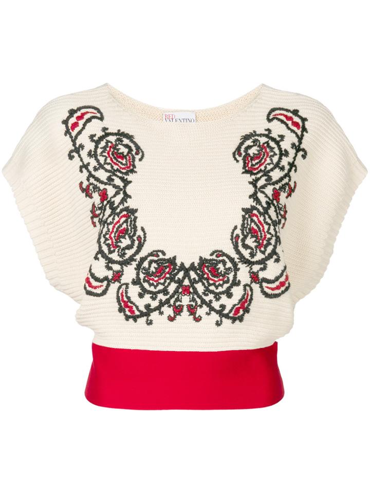 Red Valentino Floral Cropped Jumper - Nude & Neutrals